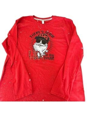 Women’s Christmas Santa Bleach Long Sleeve T-shirt Hos In This House XL
